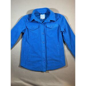 Avec Les Filles Shacket‎ Women's XS Shirt Jacket Corduroy Blue Oversized Twotone